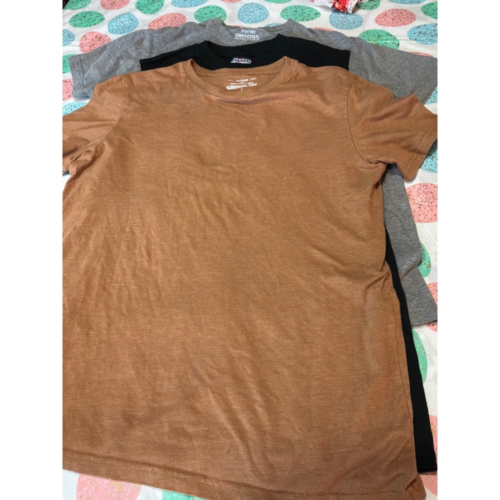 Men T-Shirt Bundle Stafford Dry Cool Urban Pipeline Jerzees Small Brown Gray Blk